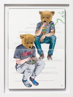 "Reminiscing" Illustrazione ad inchiostro e acrilico su quaderno di schizzi montato