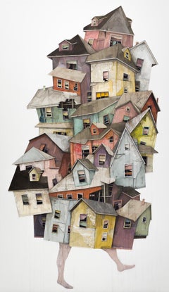 "Wanderer 17" Collaged Papers with Pastel, Acrylic and Graphite on Wood