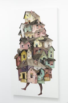 "Wanderer 16" Architectural Composition in Collage, Acrylic and Graphite