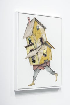 Wanderer Study 1: Collage on Wood, Contemporary, Framed, 21x17 in