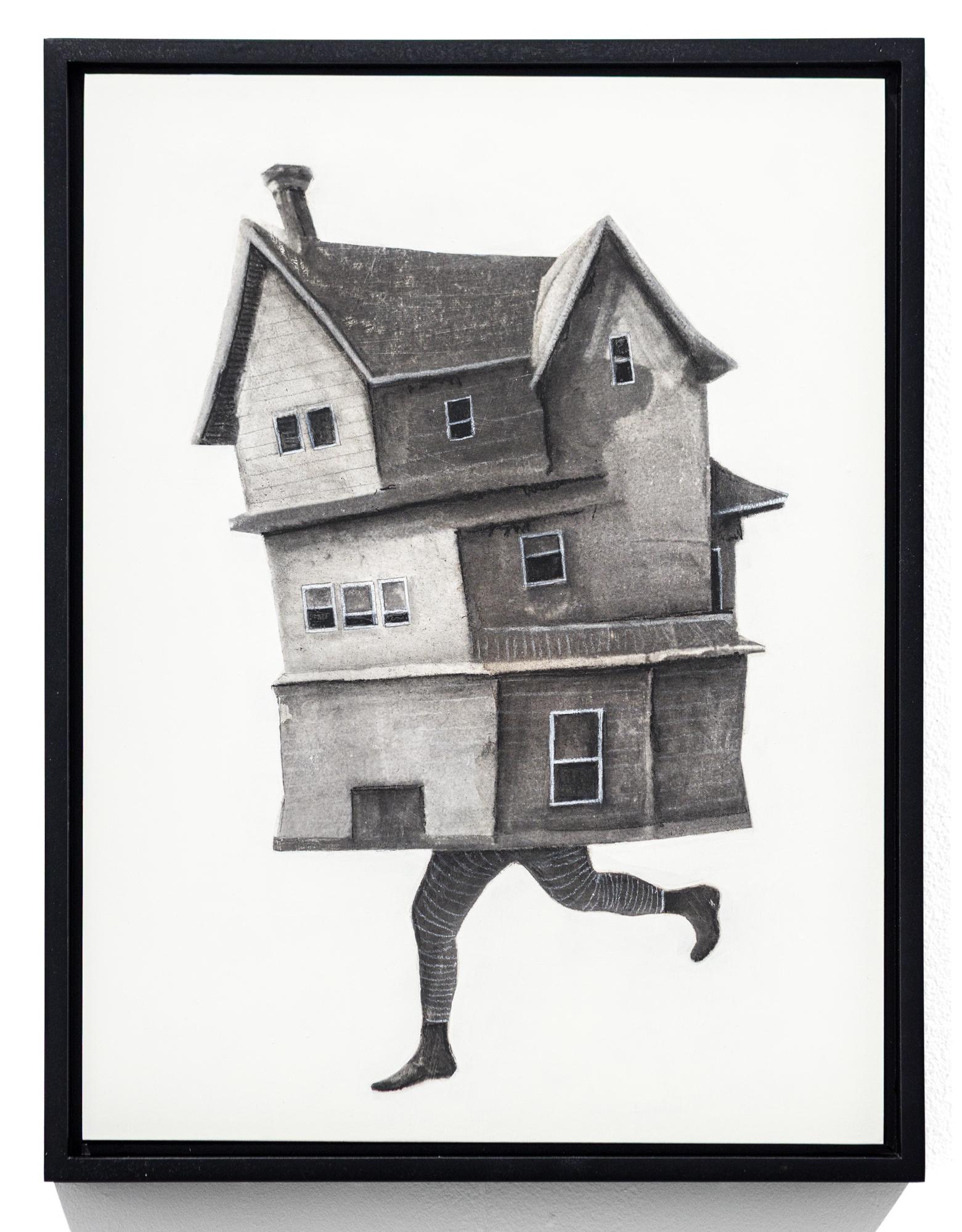 "The Meeting 29" Ink Transfer and Pastel Architectural Figure by Seth Clark