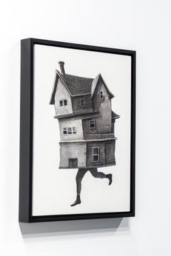 "The Meeting 29" Ink Transfer and Pastel Architectural Figure by Seth Clark