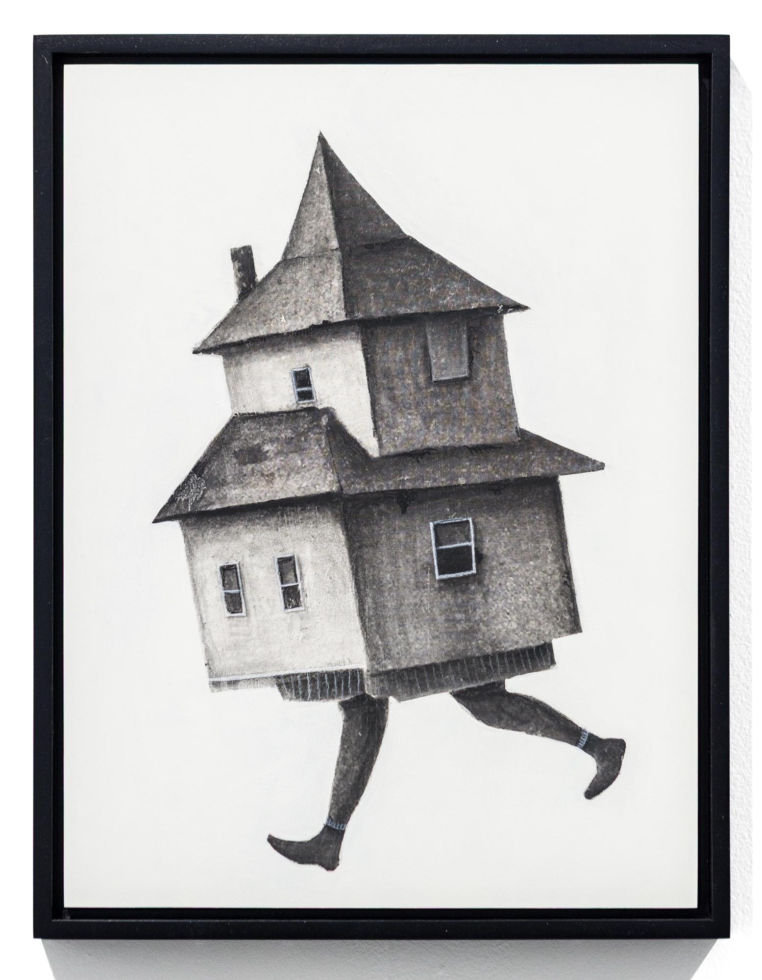 Seth Clark Figurative Painting – "Das Treffen 22" Tintentransfer und Mischtechnik
