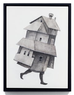"The Meeting 20" Contemporary Mixed Media Artwork on Wood, Framed