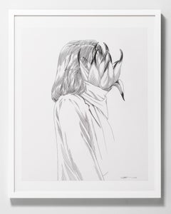 "Navetteuse" Delicate Pen & Ink Portrait of Woman with Flowers by Anuj Shrestha