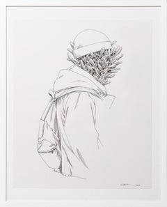 "Étudient" Botanical Human Portrait in Ink on Paper by Anuj Shrestha