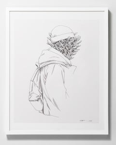 "Étudient" Ritratto botanico umano in inchiostro su carta di Anuj Shrestha