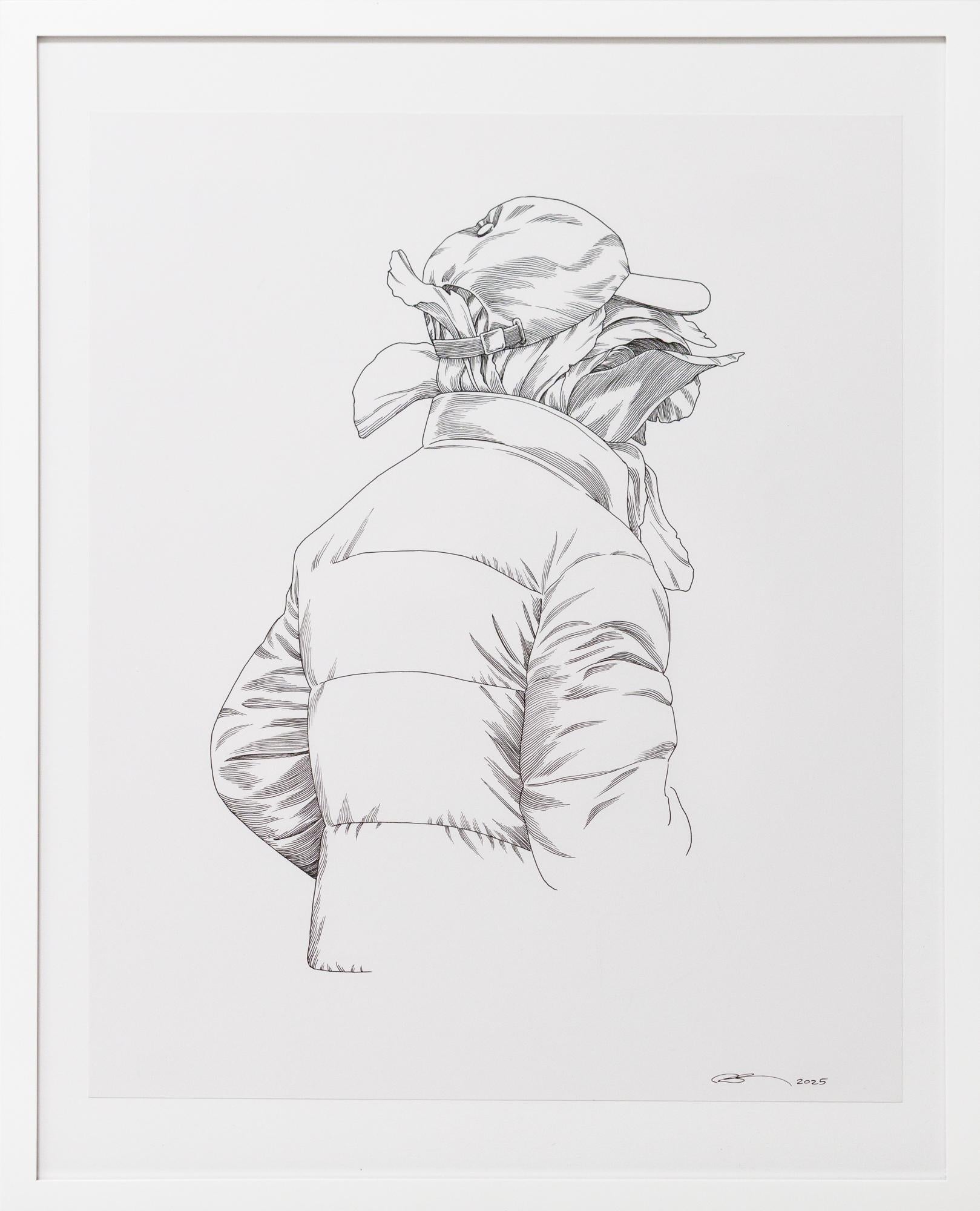 "Touriste" Contemporary Botanical Portrait in Ink on Paper