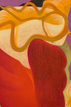 "Tendrils, Velvet Berry", Organic Forms Drawn in Pastel by Roche Cruchon