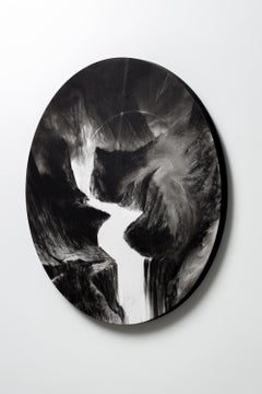 "Eonian", Circular Landscape with Waterfall and Mountain Pass