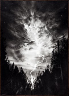 "Tremendum II", Storm Landscape with Lightning and Pine Forest