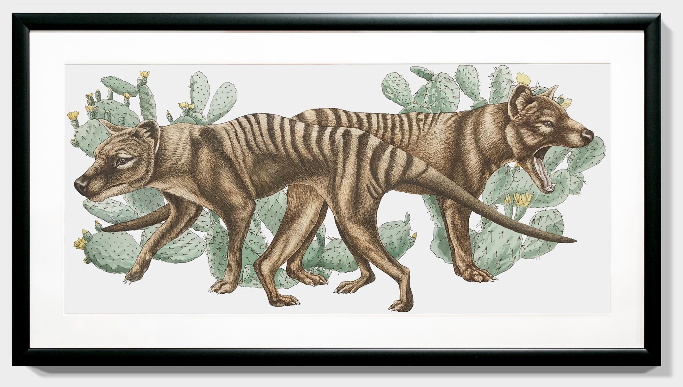 Thylacines with Prickly Pear Cacti For Sale 1