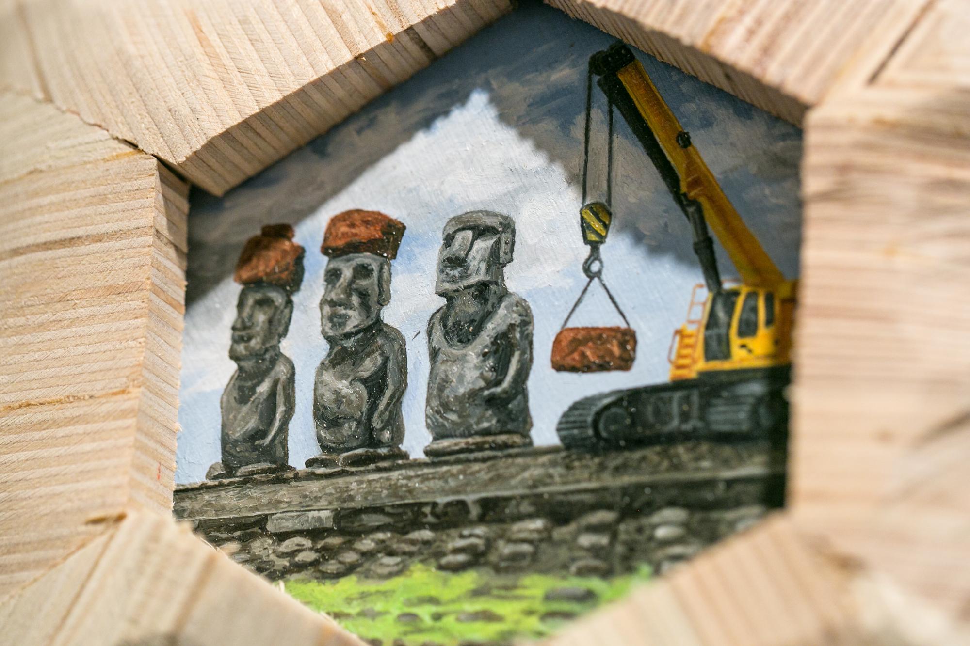 Constructing Easter Island - Painting by Peter Adamyan