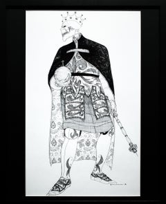 Dead King 11 [12th Century Polish Lord], Ink Drawing on Archival Paper