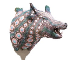 "Wedding Boar", Taxidermy, Sculpture, Dimensional Paint, Puff Paint, Dot Pattern