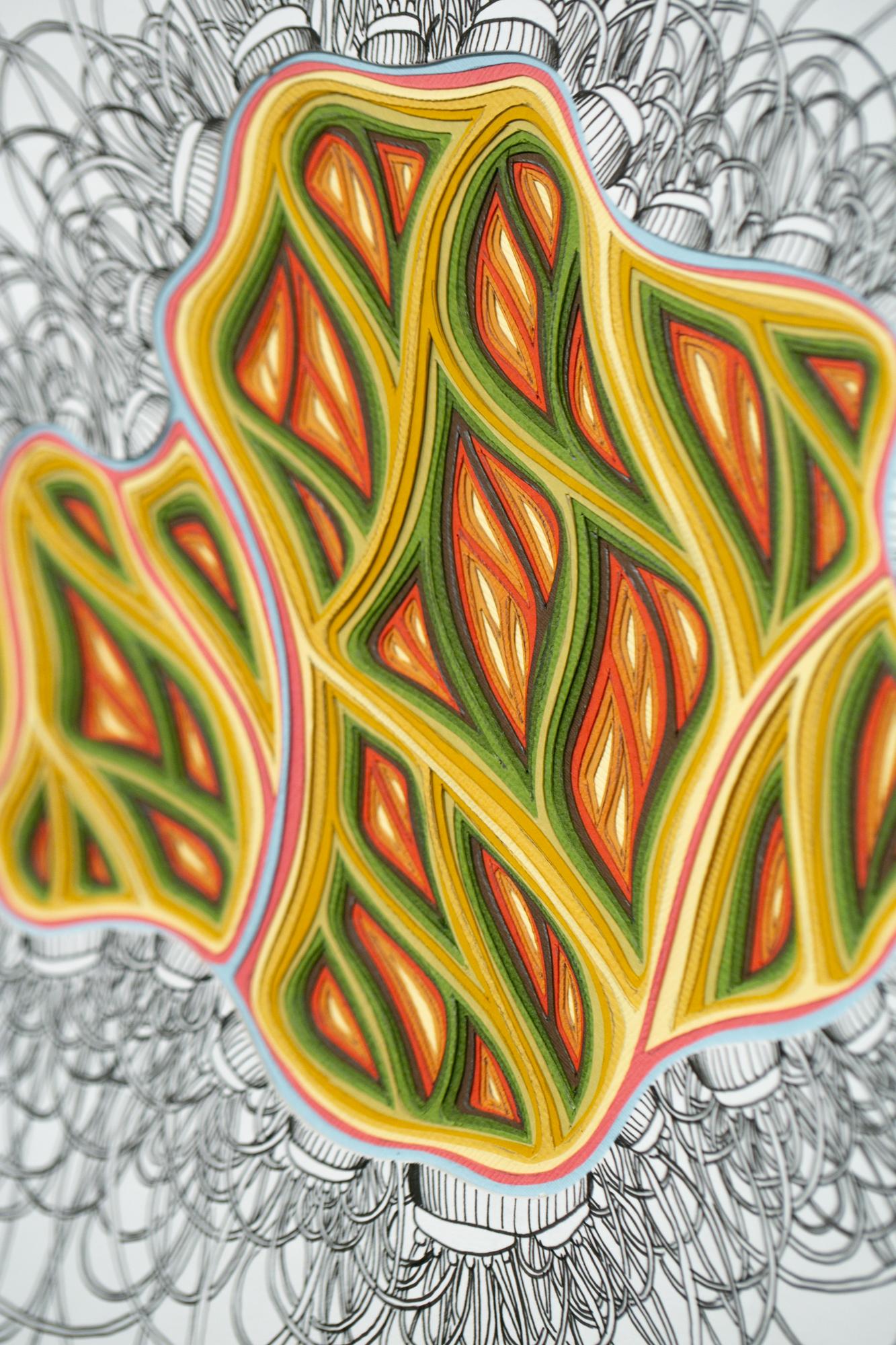 Zeichnung und geschichtete Papierskulptur „Double Diddle Phlebotomy Movement #2“ (Abstrakt), Sculpture, von Charles Clary