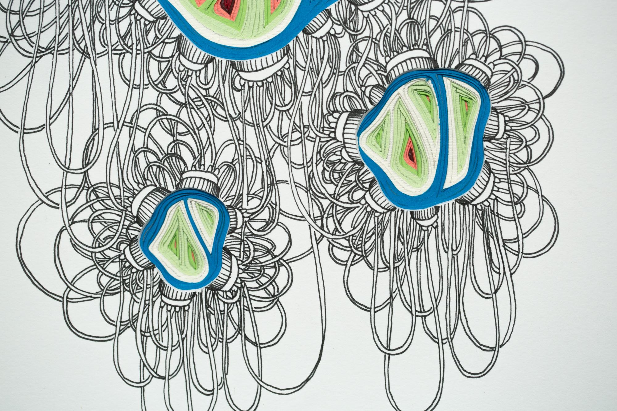 Phlebotomy-Bewegung #16 mit doppelter Schöpfkelle (Grau), Abstract Drawing, von Charles Clary
