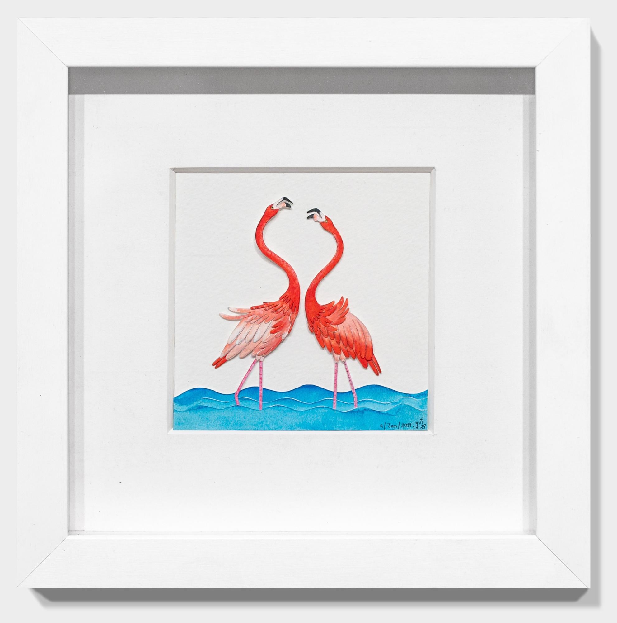 American Flamingo - Painting by Nayan and Venus