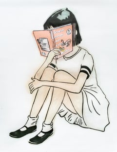 "Groen Eieren Met Ham - Dr. Seuss", Girl Reading Green Eggs and Ham Stencil