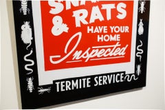 "Bob's Termite Service", Letrero pintado a mano, Tipografía, Texto, Azul, Rojo Blanco