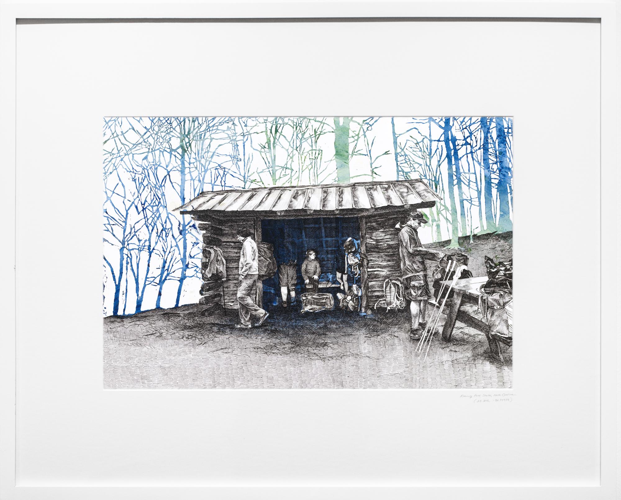 „Roaring Fork Shelter, North Carolina, [ 35.805, -82.94978 ]“ Appalachian Trail – Art von Sarah Kaizar