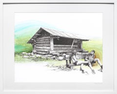 Peru Peak, Vermont, [ 43.3012, -72.95184 ], zeitgenössische Federzeichnung