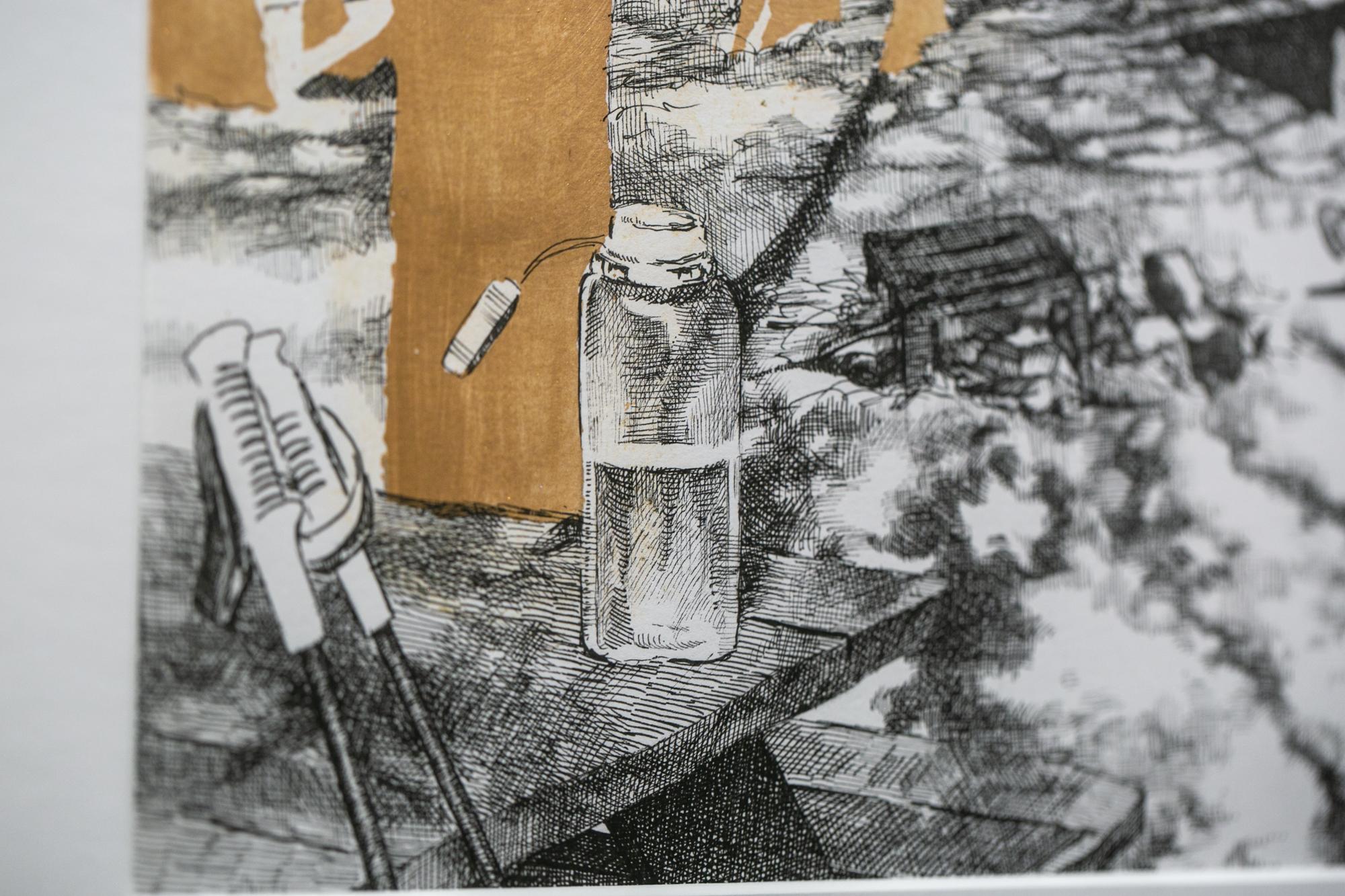 Knob Maul Shelter, Virginia, [ 37.0008, -8140446] (Grau), Figurative Art, von Sarah Kaizar