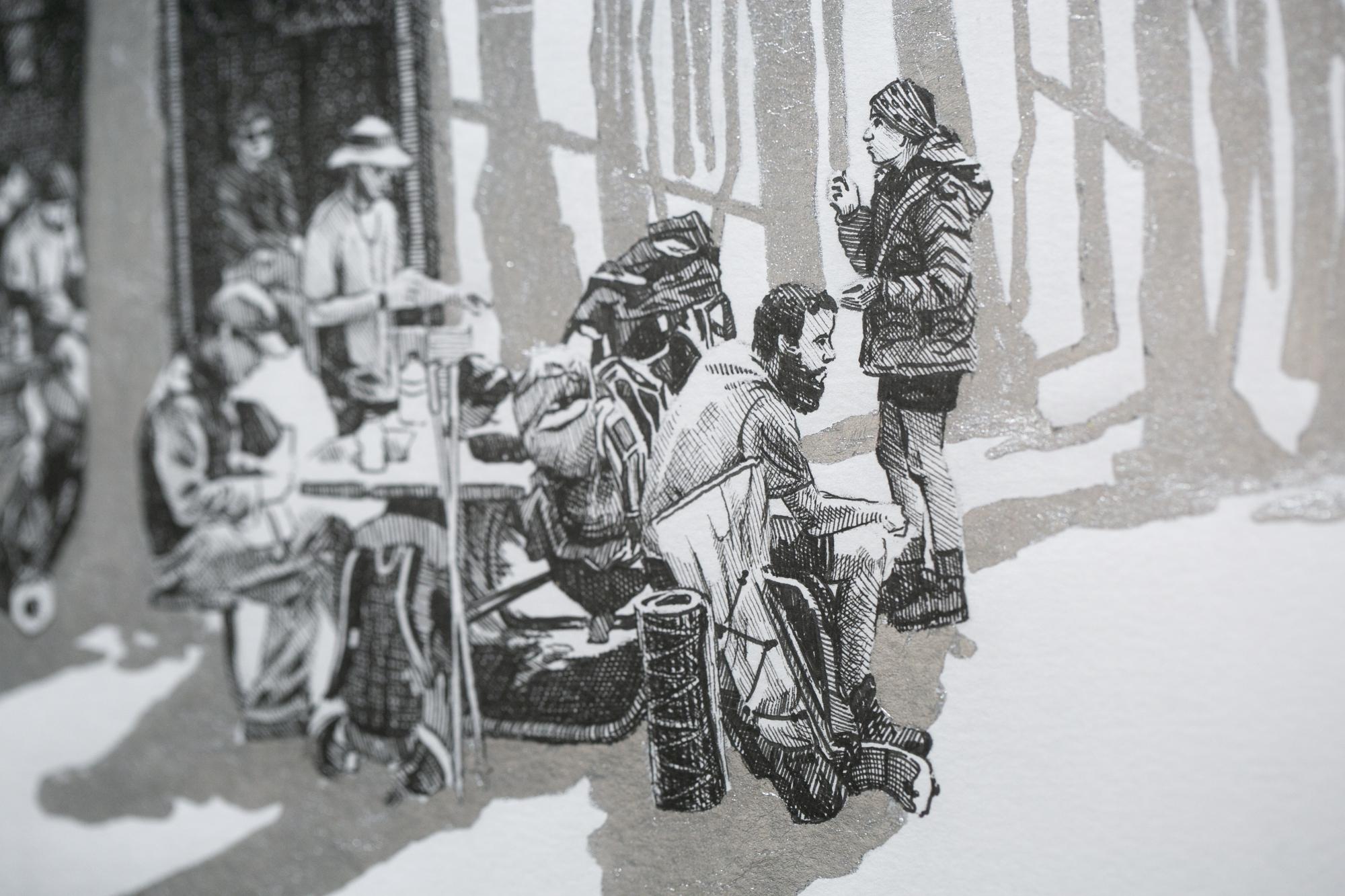 Low Gap Shelter, Georgia, [ 34.77624, -83.8245 ] - Figurative Art Grigio di Sarah Kaizar