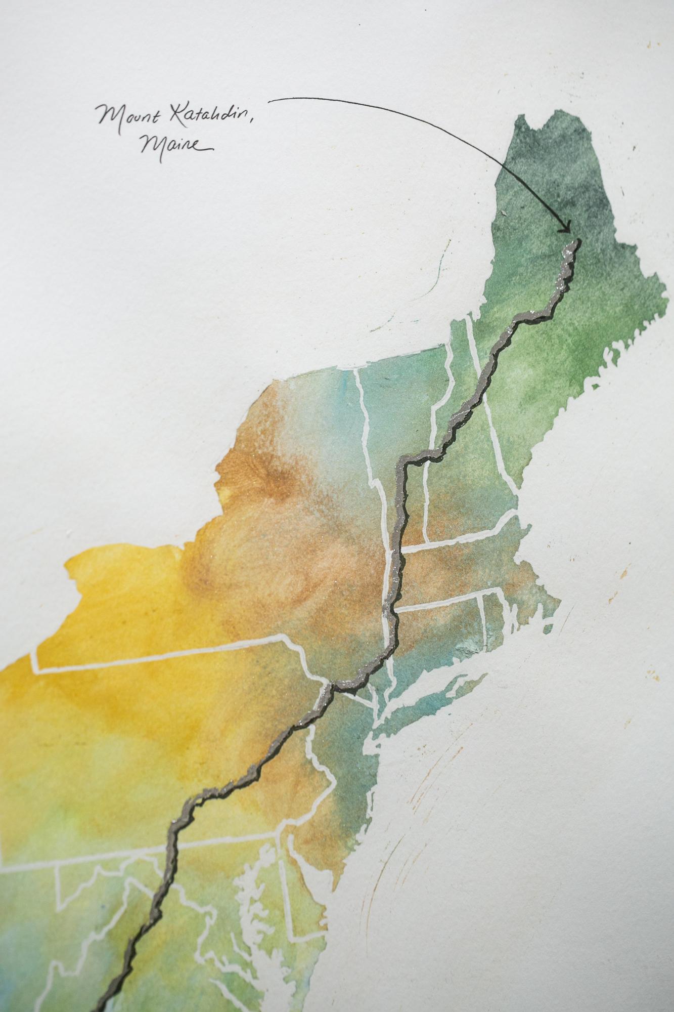 Appalachianische Trail Map (Zeitgenössisch), Art, von Sarah Kaizar