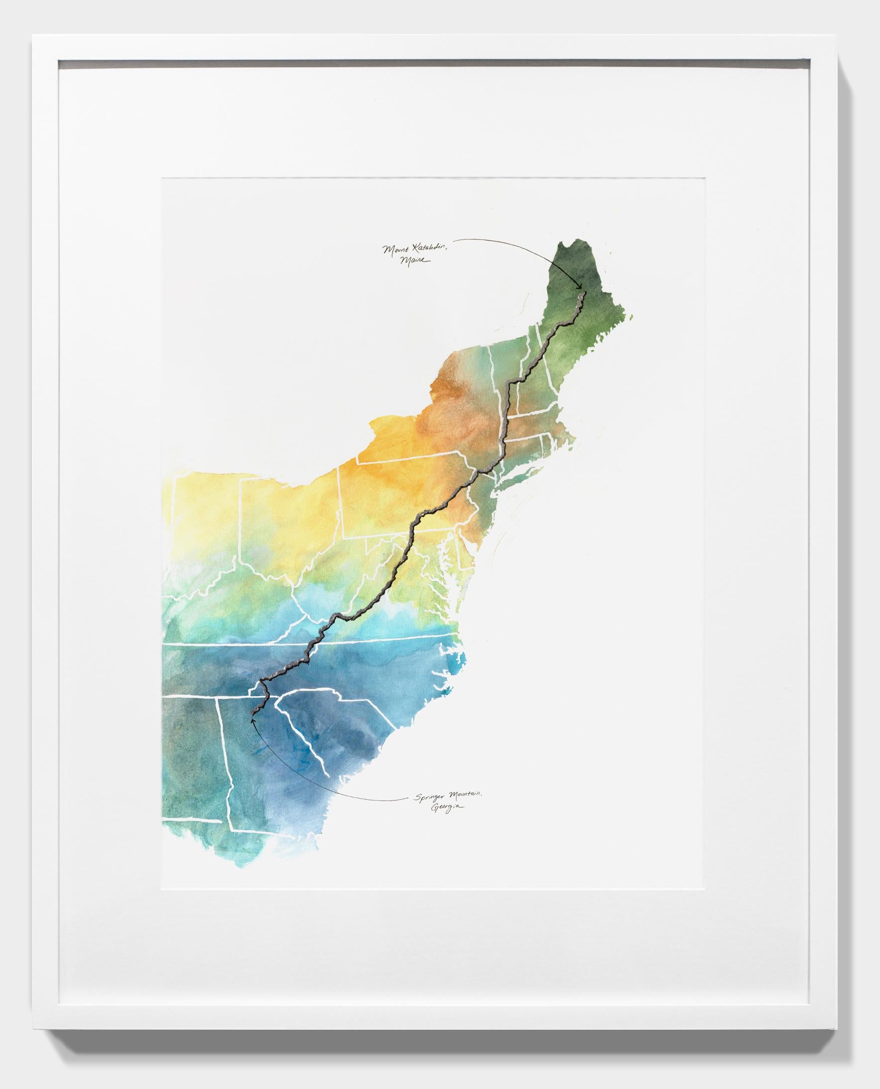 Appalachian Trail Map - Gray Figurative Art by Sarah Kaizar