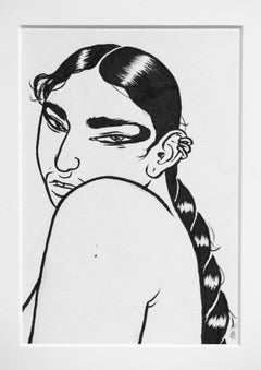 "Mirada", Blanco y negro, Dibujo figurativo, Retrato, Ilustración