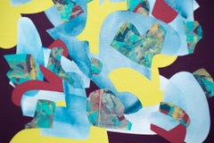 "Senza titolo 190907", Pittura acrilica astratta su tela, Gestuale, Viola, Blu