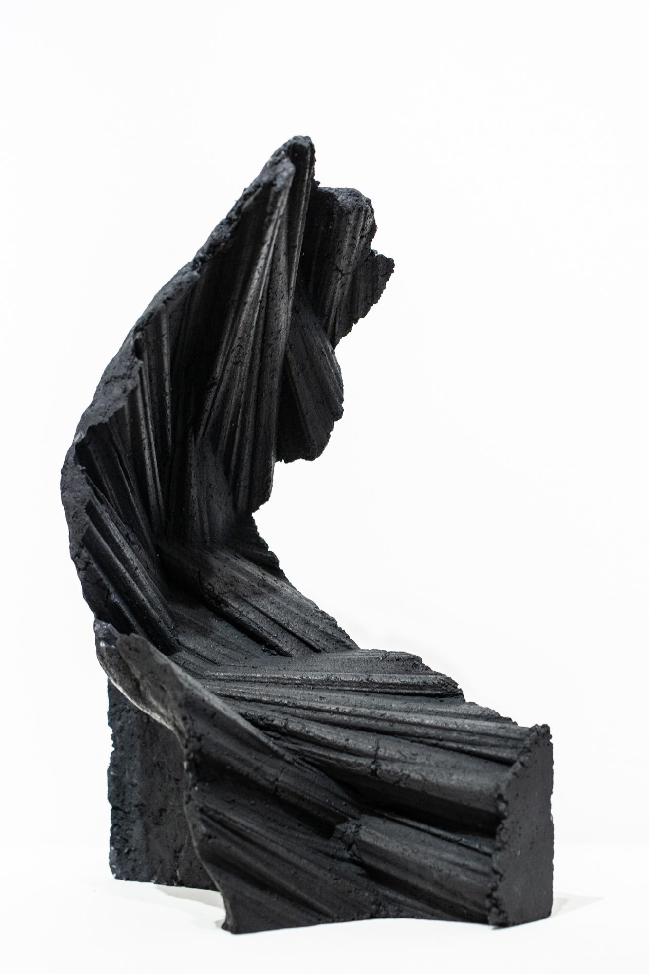Deane McGahan Abstract Sculpture - "Intrinsic", Abstract, Black, Sculpture, Textured, Concrete, Free-Standing