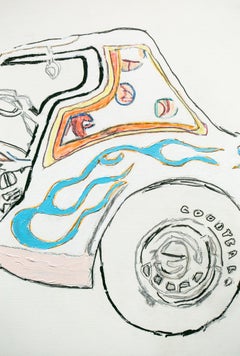 "Tell Your Ride", Line Drawing, Car, Acrylic, Graphite, Color Marker
