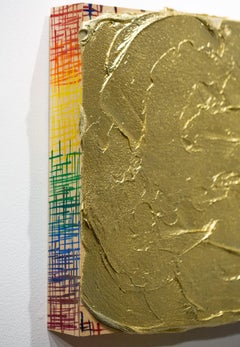 "Limerence", Obra de Arte Colgante Metálico, Dorado, Abstracto