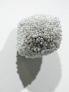 "Tickler #2", White Corsage Pearl Pins Abstract Wall-Hanging Sculpture