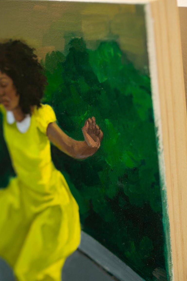 Zoe Hawk "Trampoline No.2", Figurative Oil Painting on Panel For Sale