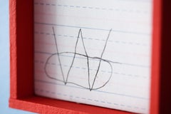 "WRN", Blue, Red, and White Collage on Panel