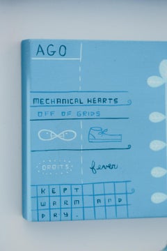 "WARM AND DRY", Ensamblaje abstracto azul y blanco para colgar en la pared