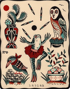 "Liber Mystia XLI", Figurative Illustrative Drawing, Animals, Tattoos, Nature