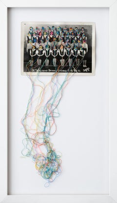 "Common threads 2", Hand-Embroidered Vintage Photograph, Colorful, Surrealism