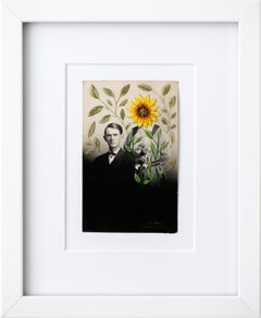 "El campo de girasoles", Fotografía floral bordada a mano de época surrealista