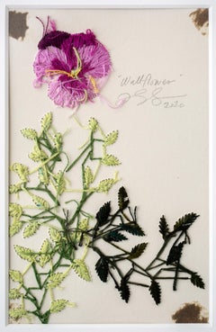 "Wallflowers: Purple pansy", Floral Hand-Embroidered Vintage Photograph