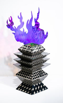 "Warrior’s Ritual Vessel with Flame II", Geometric Free-Standing Sculpture, Vase