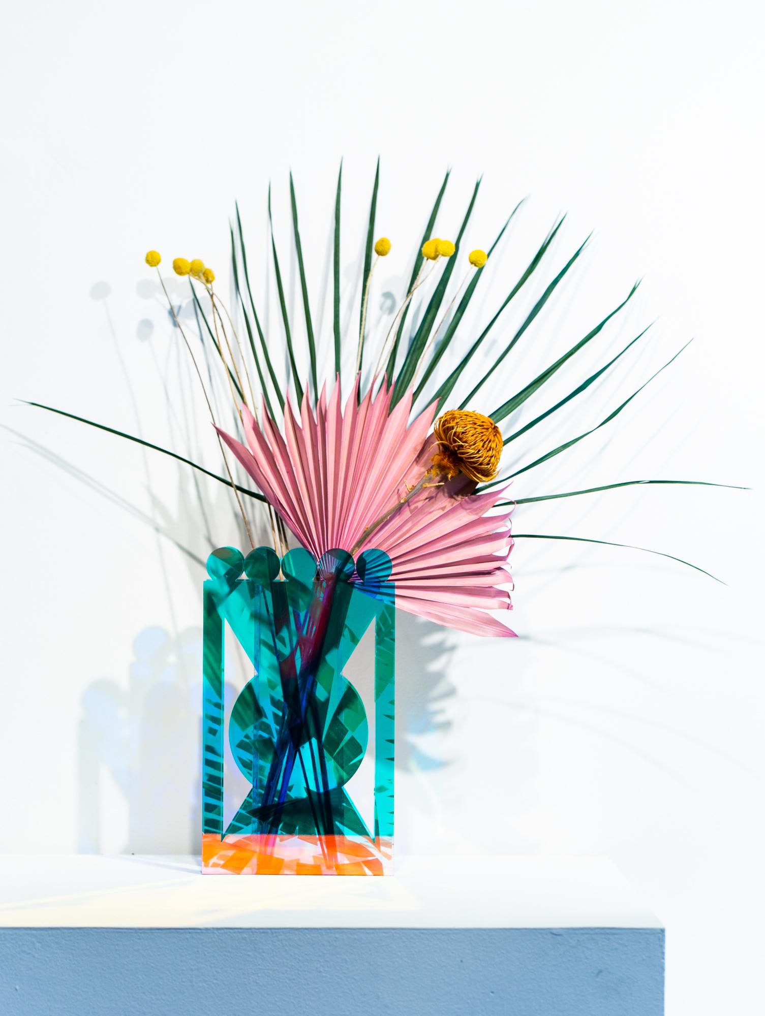 "Geo Vase", Geometric Vase, Vessel, Colorful, Reflective, Translucent - Sculpture by Roxana Azar