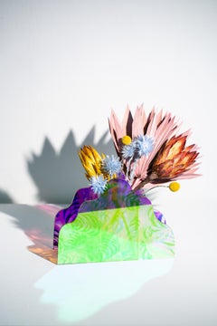 "Mtn Vase", Abstract Sculpture, Vase, Vessel, Translucent, Colorful, Reflective