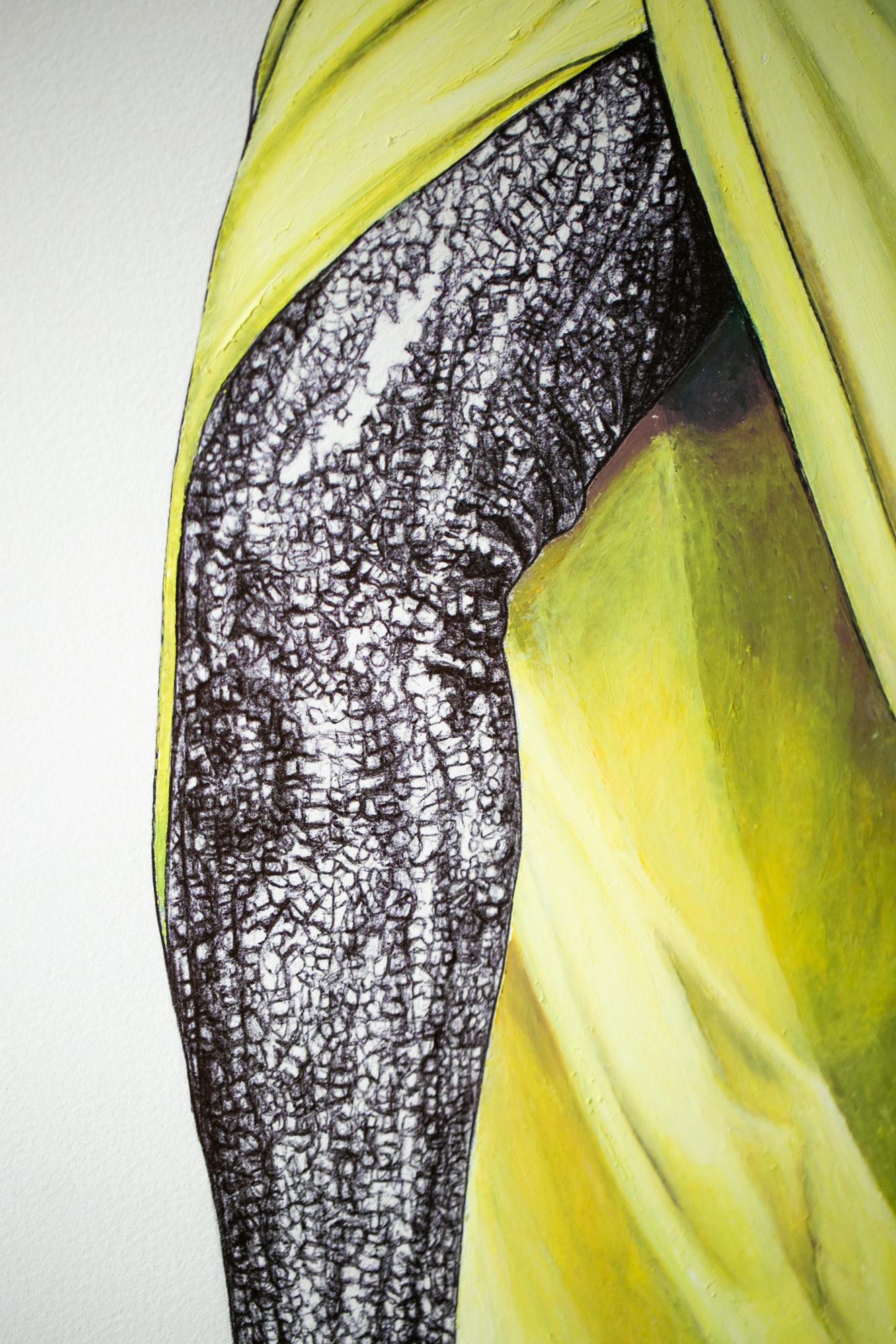 Figurative Öl-Pastell- und Stiftzeichnung von Beinen, Michelle Obama, „(Un)Becoming“ – Art von Lauren Rinaldi