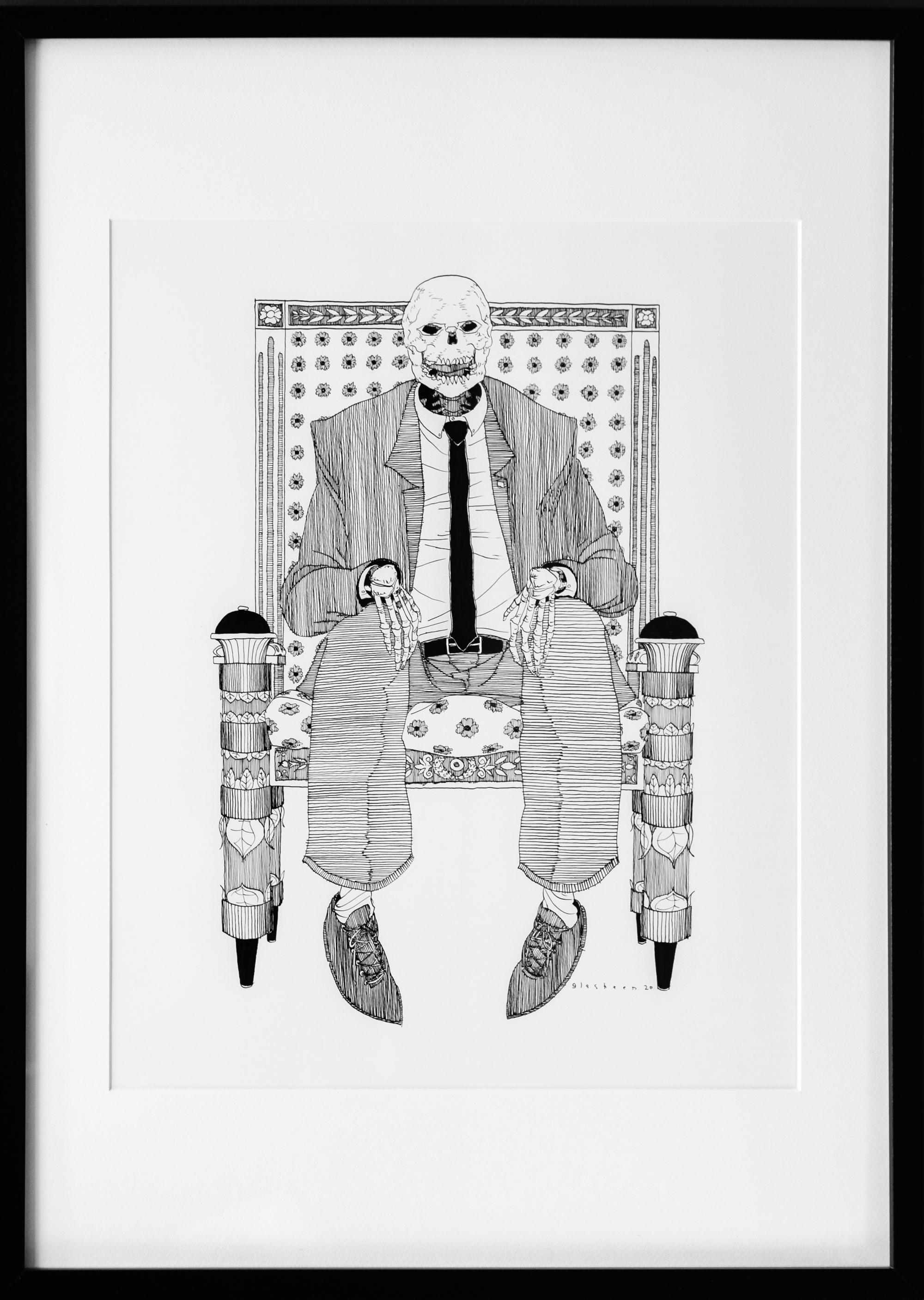 Kate Glasheen Figurative Art – Dead King 32 [Amerikanischer Präsident des 21. Jahrhunderts]