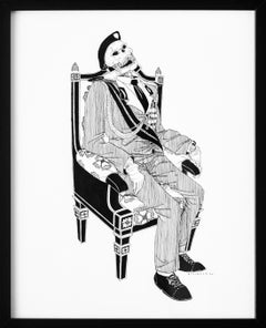 Dead King 27 [20th Century Iraqi President] Drawing on Archival Paper