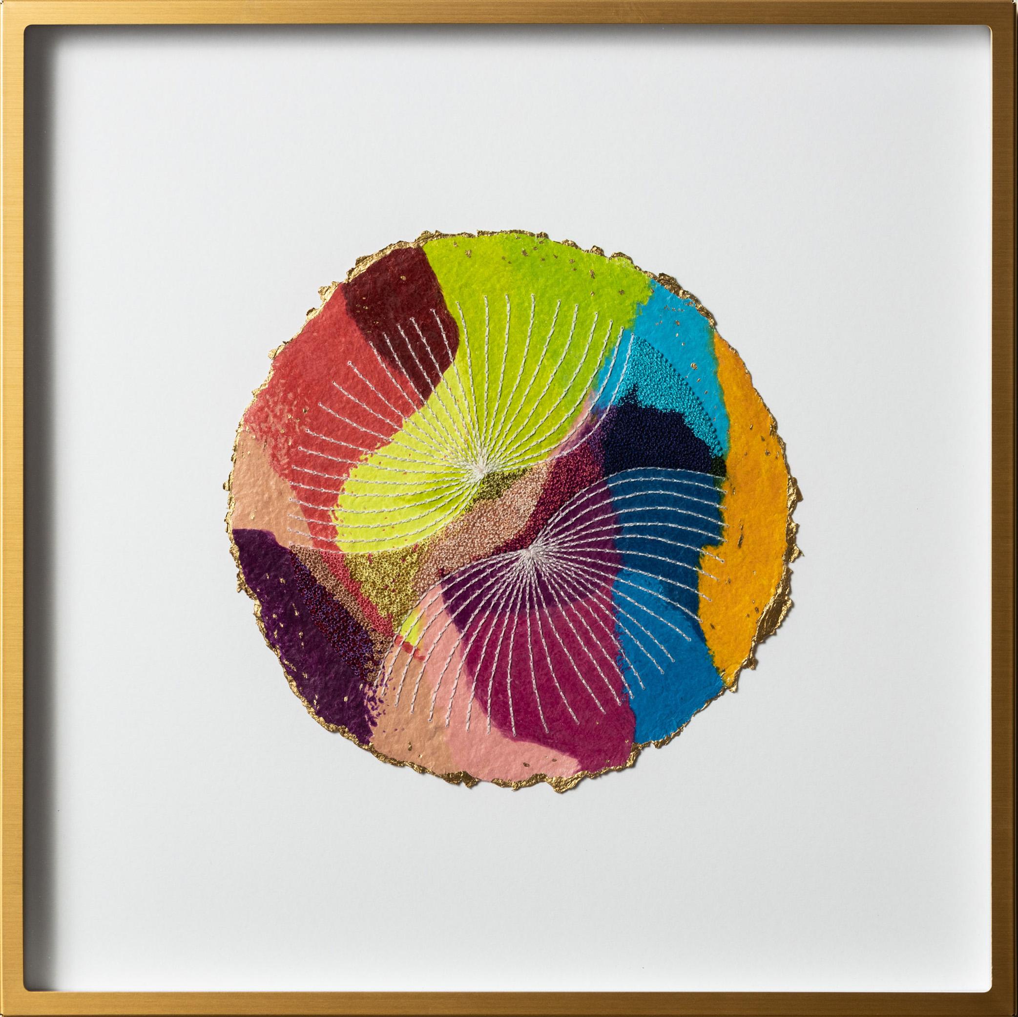 "Time Warp" Hand Embroidery with Colored Pencil on Paper